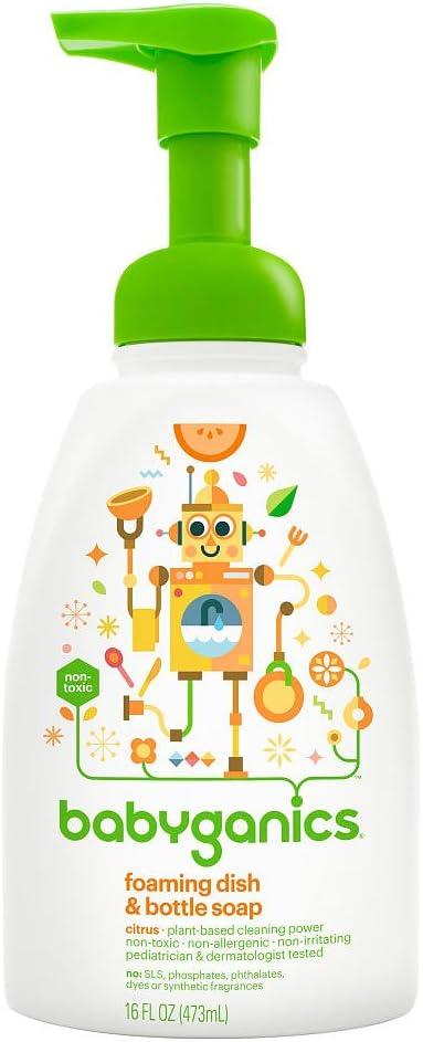 Babyganics Foaming Dish & Bottle Soap, Pump Bottle, Citrus, Plant-Derived Cleaning Power, Removes Dried Milk, 16 Fl Oz Babyganics Foaming Dish & Bottle Soap, Pump Bottle, Citrus, Plant-Derived Cleaning Power, Removes Dried Milk, 16 Fl Oz