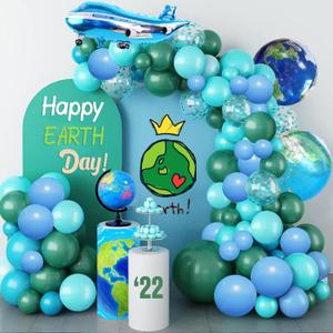 Earth Day Decorations Balloon Arch Garland Kit 125 Pcs Earth Day Balloons Blue Green Balloon Earth Balloons Airplane Balloon for Earth Day Party Birthday Decoration Supplies