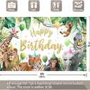 Fabric 96x60inch Jungle Animals Photography Backdrop Happy Birthday Safari Tropical Forest Zoo Background Kids Party Decoration Wildlife Photo Banner Booth