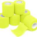 FriCARE Self Adhesive Bandage Wrap, Medical Tape in First Aid Kit, Cohesive Bandages for Wounds Sport Vet, FSA/HSA Eligible, 2 Inches X 5 Yards 6 Rolls, Fluorescent Yellow (6 Count (Pack of 1))