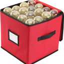 Sattiyrch Christmas Ornament Storage Box,600D Oxford Fabric Stores up-to 64 Standard Holiday Ornaments Holder,12 x 12 Inch 4 Layer Xmas Storage Containers,Red (Red without trays)