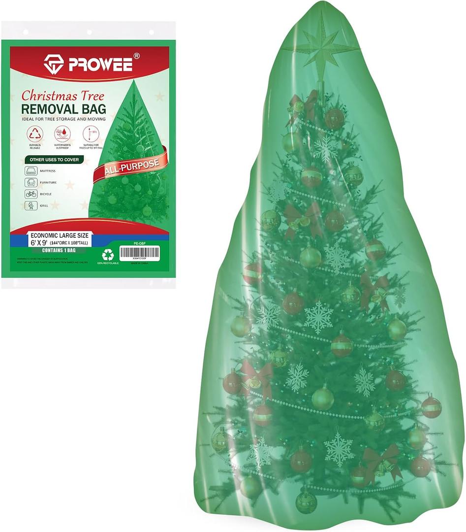 Green Christmas Tree Bag 6ft9ft, Tear-Resistant Waterproof Upright Christmas Tree Disposal Bag, Storage and Removal