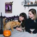 2 x Women Girls Gift Funny Halloween Witch Cat Sign Cat Lovers Once Upon A Time I Pick Up A Black Cat Tin Sign Wall Art for Home Living Room Bedroom Decor 8 x 12 Inches (3139) (Purple)