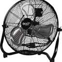 Comfort Zone Cradle Floor Fan, Electric, High-Velocity,180 Degree Adjustable Tilt, 14 inch, 3 Speed, Carry Handle, Rubber Feet, Metal, Airflow 21 ft/sec, Ideal for Garage or Workshop, CZHV14B