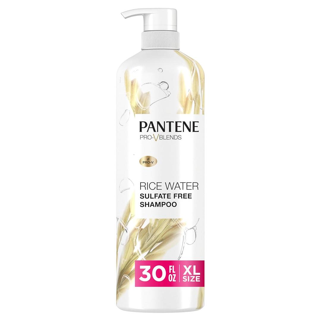 Pantene Sulfate Free Shampoo with Rice Water, Protects Natural Hair Growth, Volumizing, for Women, Nutrient Infused with Vitamin B5, Safe for Color Treated Hair, Pro-V Blends, 30.0 oz (30 Fl Oz (Pack of 1))
