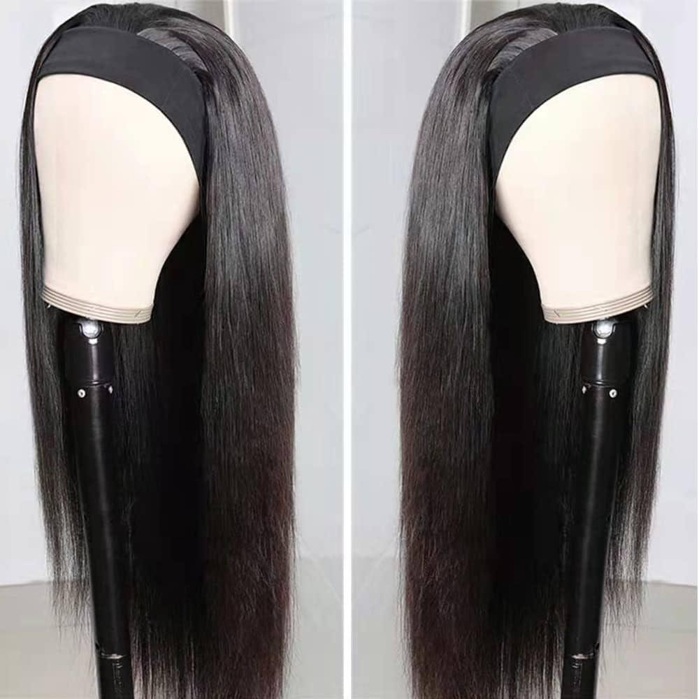 nicene Long Straight Headband Wigs for Women Charming Looking Black Brown Headband Glueless Wig for Everyday Party Use (4#)