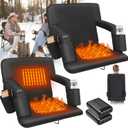 Heated Bleacher Seat with Backrest Heated Stadium Seats for Bleachers with Battery Heated Stadium Seats with Back Support 6 Reclinng Positions and 3 Levels of Heat Heated Stadium Chair (2, 25")