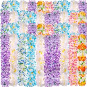 Syhood 50 Pcs Hawaiian Leis Party Silk Flower Leis for Adult Mahalo Floral Thickened Tropical Floral Luau Garland for Hula Dance Luau Party Favors Wedding Birthday Holiday