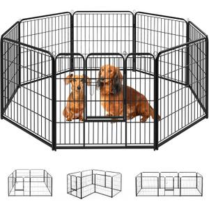 SMUG Heavy-Duty Iron Dog Playpen  8 Panels 40 Durable, Rust-Resistant Pet Fence for Indoor & Outdoor Use, Secure & Spacious Pet Play Area for Dogs, Puppies & Small Animals