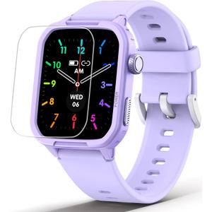 Smart Watch for Kids No Phone Needed, Tempered Glass Fitness Tracker Watch Boy Girl Teens with 19 Sport Modes, Pedometer, Sleep Monitor, Kids Watch Birthday Gifts Toy Gift for Girls Boys 6-16 (Purple)