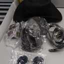 Vabean 6 Pcs Cowboy Costume Men Western Outfit Cowboy Vest Hat Necklace Belt Buckle Bandana Glasses for Halloween Cosplay (X-Large, Black)