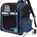 PetAmi Dog Backpack Carrier for Small Large Cat, Pet, Puppies, Ventilated Pet Hiking Backpack Travel Bag, Airline Approved Cat Backpack Carrier, Safety Back Support, Camping Biking, Max 18 lbs, Navy