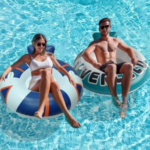 2 Packs Inflatable Pool Floats Adult Heavy Duty River Tube Floaties for Floating Pool Chair Float Lounger Lake Floats Raft with Cup Holder