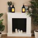 2 Pack 10.2” Candle Lanterns Decorative Indoor Hanging Lanterns with Warm Flickering LED Candle 6 Hours Timer,Black Battery Powered Candle Lantern Table Centerpiece Mantle Shelf Home Decor