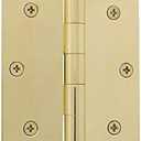 Nostalgic Warehouse 728348 3.5" Ball Tip Residential Square Corners Door Hinge, Polished Brass, 1 Count (Pack of 1)