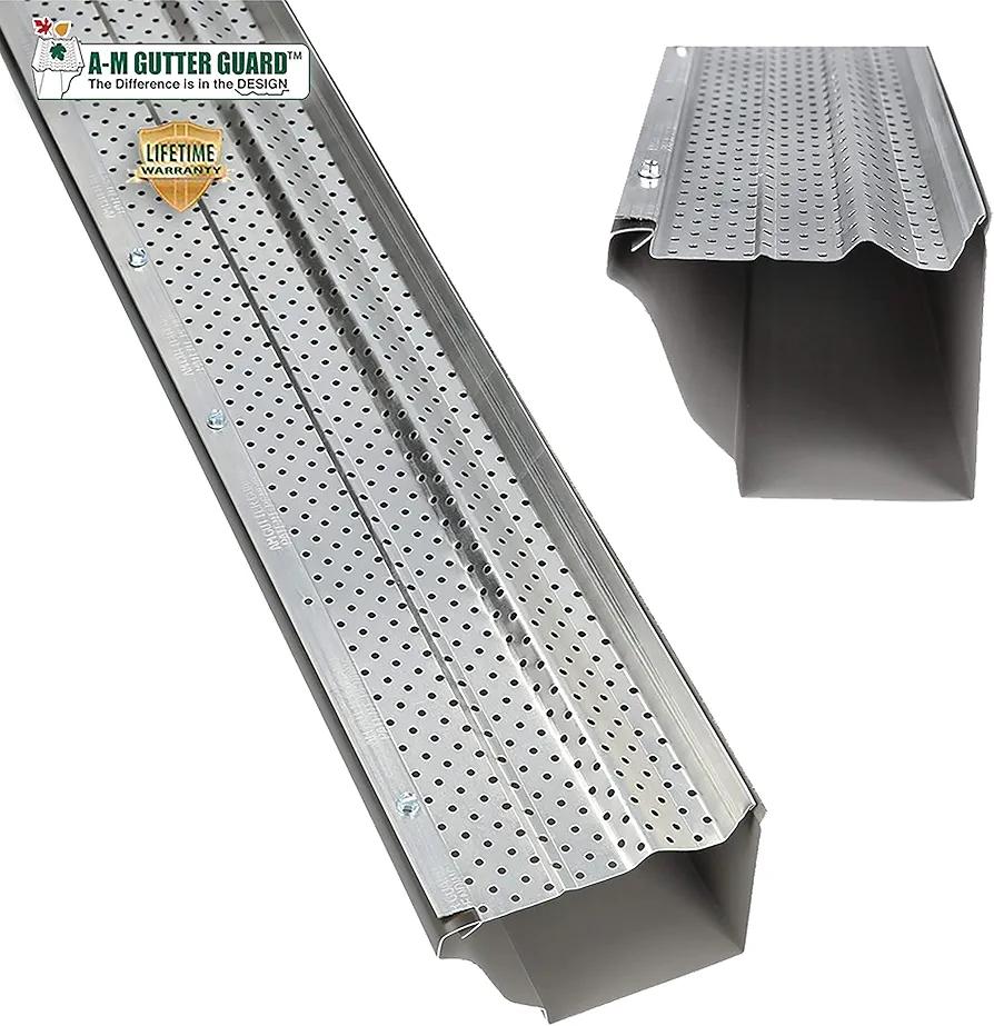 A-M Gutter Guard - Heavy Duty Lifetime Quality Aluminum Leaf & Debris Protection for 5-inch and 6-inch (5 Inch-200 Feet, Mill Finish) - Made in The USA