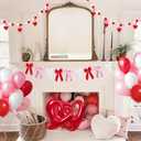2pcs Valentines Day Decorations, 10ft Galentines Day Decoratins Red Pink White Pom Pom Garland Felt Red Heart Hangings Engagement Party Decorations for Mantle Fireplace Room Valentine Hanging Decor