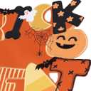 Halloween Table Runner Embroidered Spooky Orange Black Cat 54 Inches Long Ghost Spider Web Pumpkin Coffee Dining Table Runner for Party Holiday