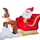 ULINE Christmas Inflatables Outdoor Decorations Santa Claus on Sleigh, Reindeer for Holiday Yard Christmas Decor, May Vary