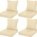 Outdoor Cushions for Patio Furniture, Waterproof Fade and Tear Resistant Deep Seat and Backrest Cushion Set for Chair Couch Swing, 19x19 Inch, Beige, Set of 4