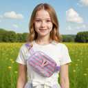 Fanny Pack for Girls,Birthday Easter Gifts,Chenille Initial Letter Girls Crossbody Bag,Preppy Teen Belt Bag for Graduation Travel Gifts,Cute Sequin Trendy Stuff. (O, Purple)