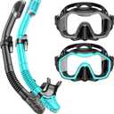 Snorkeling Gear for Adults Kids, Dry-Top Snorkel Set, 180°Panoramic Wide View Diving Mask Breathing Freely Snorkel Mask for Snorkeling Scuba Diving Swimming Travel