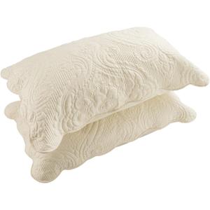 BOSOWOS Quilted Pillow Shams Set of 2, Decorative Microfiber Standard Size Bed Pillow Shams, Soft Breathable Pillow Covers with Envelope Closure (Light Yellow, 20 x 26 Inch) (26" x 20" (Pack of 2))