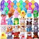 24 Pcs Filled Easter Eggs with Plush Animal Toys,Plastic Easter Eggs with Toys Basket Stuffers Fillers, Classroom Prize Supplies