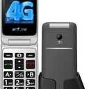 artfone G3 Flip Phone Unlocked for Seniors, 4G Volte Basic Phone, 2.4" Screen, SOS Button, Speed Dial, Hans-Free, Big Buttons, Bluetooth, Camera, FM Radio, Charging Dock, Voice Time, Dumb Phone, Gray