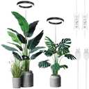 Plant Grow Light,yadoker LED Growing Light Full Spectrum for Indoor Plants,Height Adjustable, Automatic Timer, 5V Low Safe Voltage,Idea for Large Plant Light, 2 Pack (Black)
