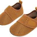 JIASUQI Baby Boys and Girls Barefoot Swim Water Skin Shoes Aqua Socks for Beach Swim Pool (12-18 Months Infant, Mesh Brown)