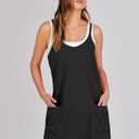 ANRABESS Women Athletic Dress Summer Tennis Workout Active Sports Mini Romper Dress Built in Shorts Travel Vacation Clothes (Black, M)