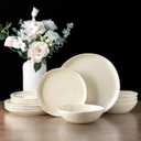 AmorArc Ceramic Dinnerware Sets,Handmade Reactive Glaze Stoneware Plates and Bowls Sets,Highly Scratch Resistant | Dishwasher & Microwave Safe Dishes Set,Service for 4 (12pc)