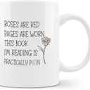 Book Lovers Coffee Mug Ceramic 11oz - Book Lovers Gifts for Women Librarian Couple, Book Lovers Rose Ceramic Mug Tea Mug Gifts for Librarian