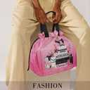 Fashion Lunch Bag for Women Pink Floral Reusable Drawstring Insulated Lunch Bag, Leakproof Stain-Resistant Large Capacity Tote Bags Grocery Shopping Bags for Work Picnic Travel