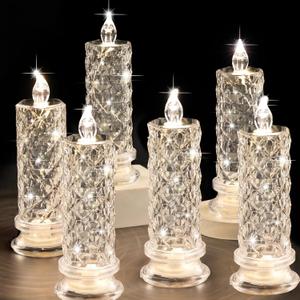 SupBri Rose Shadow LED Flameless Candles, 6PCS Romantic Battery Operated Candles Led Pillar Candles for Valentines Anniversary Wedding Christmas Decorations(White, D 2.5" x H 7.2")