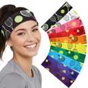 MTLEE 10 Pcs Tennis Headbands for Girls Boys Elastic Headbands Adjustable Hair Accessories Tennis Team Gifts for Girls Teens Women Adults