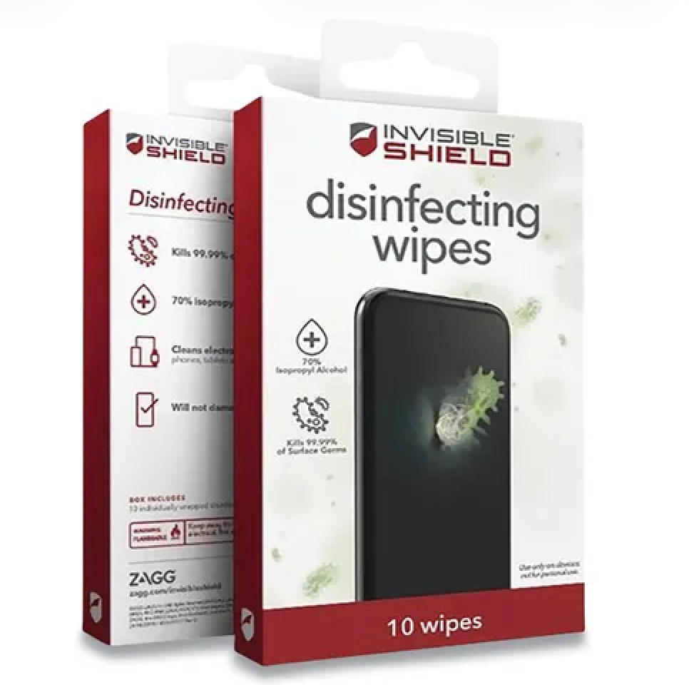 InvisibleShield Disinfecting Wipes for Electronic Devices, Spun Fiber, 3 x 3, 5/Pack