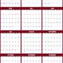 32" x 48" SwiftGlimpse 2026 Wall Calendar Erasable Jumbo XL Wet & Dry Erase Laminated 12 Month Annual Yearly Wall Planner, Reversible, Horizontal/Vertical, Maroon