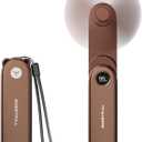 SWEETFULL Portable Handheld Mini Fan with LED Display, 3-in-1 Personal Foldable USB Rechargeable Hand Held Fan & Flashlight for Travel, Lash Eyelash, Cute Small Pocket for Women, Girls (Brown)
