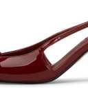 Mattiventon Slingback Heels for Women Kitten Heels Bow Ankle Strap Pointed Toe Heel Sexy Wedding Dress Party Pumps (8, Burgundy)