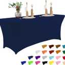 IVAPUPU 4FT Table Cloth for Rectangular Fitted Events Stretch Jean Blue Table Covers Washable Cover Spandex Tablecloth Protector for Party, Wedding, Cocktail, Banquet, Festival