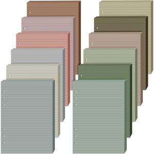 PerKoop Lined Refill Paper A5 Colored 6 Ring Binder Planner Inserts 6 Hole Notebook Refills Paper 960 Sheets 8.2 x 5.8 Inch Loose Leaf(Elegant Colors) 10 Pcs