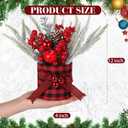 Valentines Day Decorations Valentine's Day Table Centerpieces Buffalo Check Plaid Artificial Tree Decor with Pine Cone Berry Gifts for Festival Winter Party Indoor Home Office Decor(Red)
