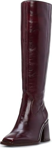 Vince Camuto Sangeti Narrow Calf Stacked Heel Knee High Boot, Dark Mahogany,  Size: 7.5