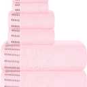 MALLONI HOME Ultra Soft 6 Pack Cotton Towel Set, Contains 2 Bath Towels 28x55 inch, 2 Hand Towels 16x24 inch & 2 Wash Coths 12x12 inch, Ideal Everyday use, Compact & Lightweight - Pink