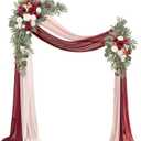 Artificial Wedding Arch Flowers Kit(Pack of 4),2Pcs Artificial Flower Arch Decor, 2Pcs Chiffon Fabric Drapes, Ceremony Decoration, Floral Outdoor Party Decor (Burgundy & Blush)