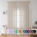 OWENIE Extra Long Sheer Curtains 96 inches Long for Bedroom Living Room, Soft Light Weight Airy Voile Sheer Curtains, Rod Pocket Light Filtering Solid Color Farmhouse Curtains, Each 42Wx96L inch (Taupe)