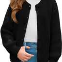 Haloumoning Girls Cardigan Button Down Long Sleeve Chunky Knit Sweater Fall Cute Outerwear Coat, 5-14Y (Black, 7-8Y)
