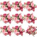 Yucung 8 Bundles Silk Artificial Peonies Flowers Faux Peony Bouquet Fake Peonies Artificial Flowers Bouquets for Vase Floral Arrangements Wedding Home Table Decoration (Light Pink,Dark Pink)